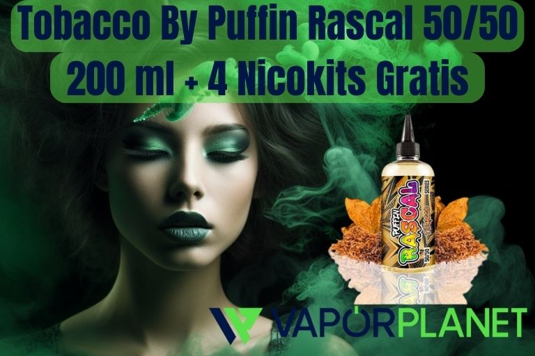 Tabaco By Puffin Rascal 50/50 200 ml + 4 Nicokits Grátis