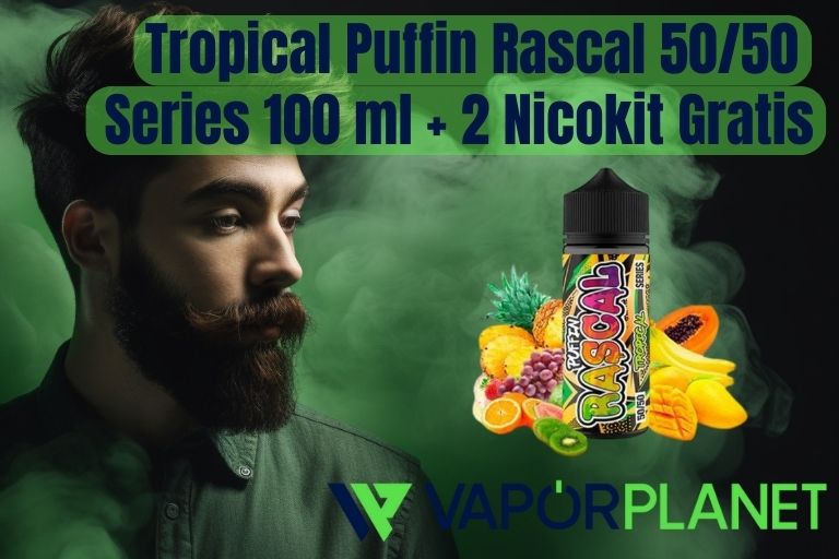 Tropical Puffin Rascal 50/50 Series 100 ml + 2 Nicokit grátis